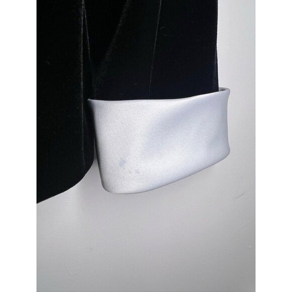 Alex Evenings Set Crystal Hook Front Satin Velvet Blazer Shirt Black Large - Picture 5 of 10